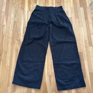 Abercrombie & Fitch Elastic Waist Linen Cotton Wide Leg Pants, size:XS